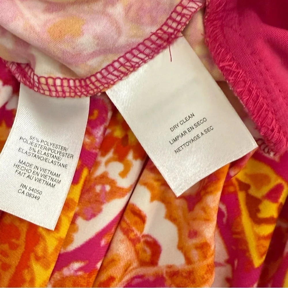 NWT Jones New York Fuchsia Pink and Orange Paisley Midi Dress Size 8 - Picture 9 of 13